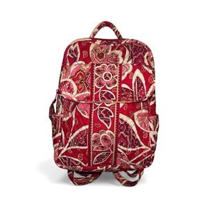 Vera Bradley Backpack Bag Red Retired Rosy Posies Paisley Quilted Cotton
